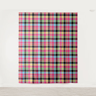 Pink Black Multicolour Flannel Plaid Tartan Tapestry