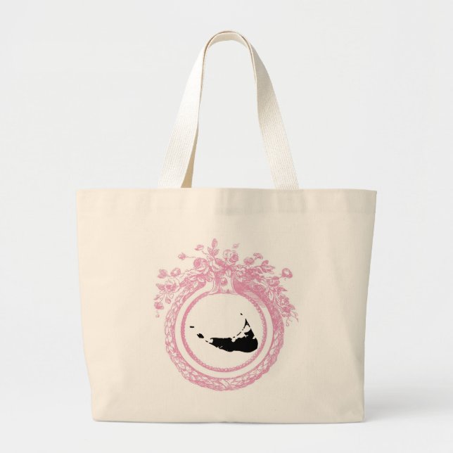 Pink & Black Nantucket Large Tote Bag (Front)