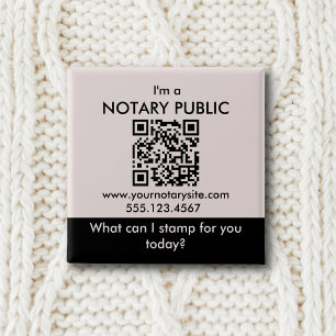 Pink Black Notary Public Logo Add QR Code Custom 15 Cm Square Badge