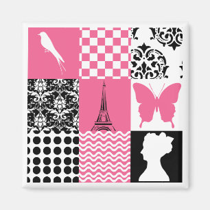Pink & Black Patchwork Magnet