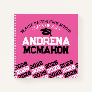 Pink & Black Pawprint Graduation Guestbook Notebook