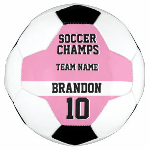pink black personalised player soccer champs team  soccer ball