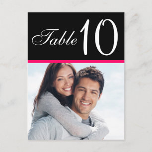 Pink Black Photo Wedding Table Number Cards