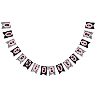 Pink Black Polka Dot Bunting Flags Party Banner