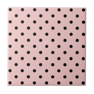 Pink black polka dot ceramic tile