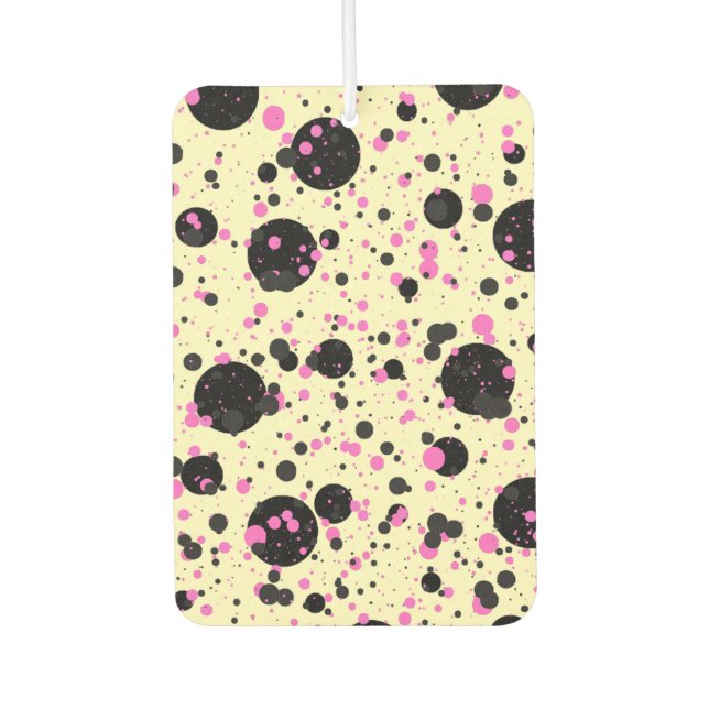 Pink & Black Polka Dot Glam Pattern Car Air Freshener (Front)