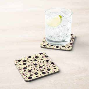 Pink & Black Polka Dot Glam Pattern Coaster