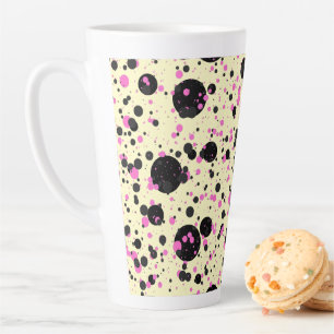 Pink & Black Polka Dot Glam Pattern Latte Mug
