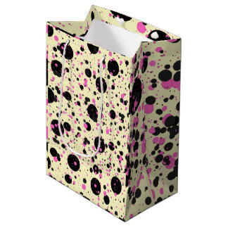 Pink & Black Polka Dot Glam Pattern Medium Gift Bag
