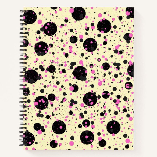 Pink & Black Polka Dot Glam Pattern Notebook (Front)