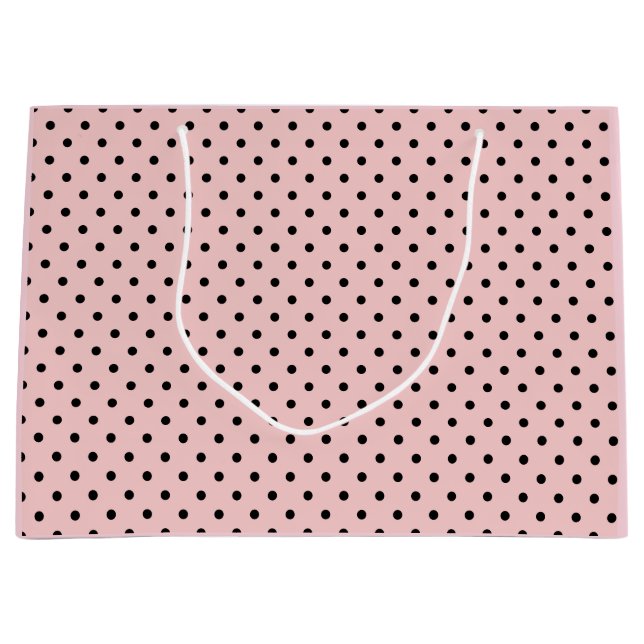 Pink black polka dot large gift bag (Front)