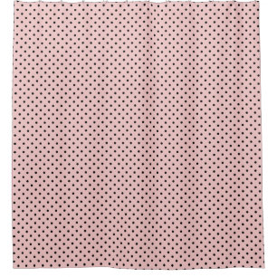 Pink black polka dot shower curtain
