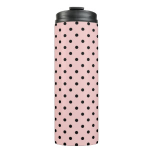 Pink black polka dot thermal tumbler