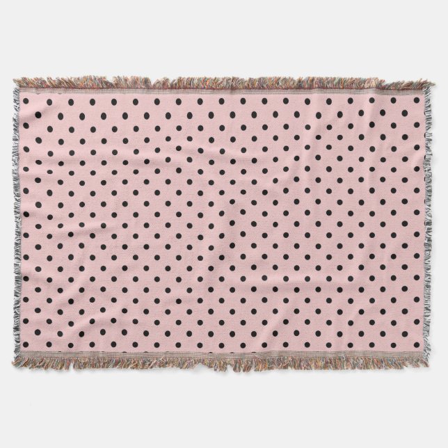 Pink black polka dot throw blanket (Front)