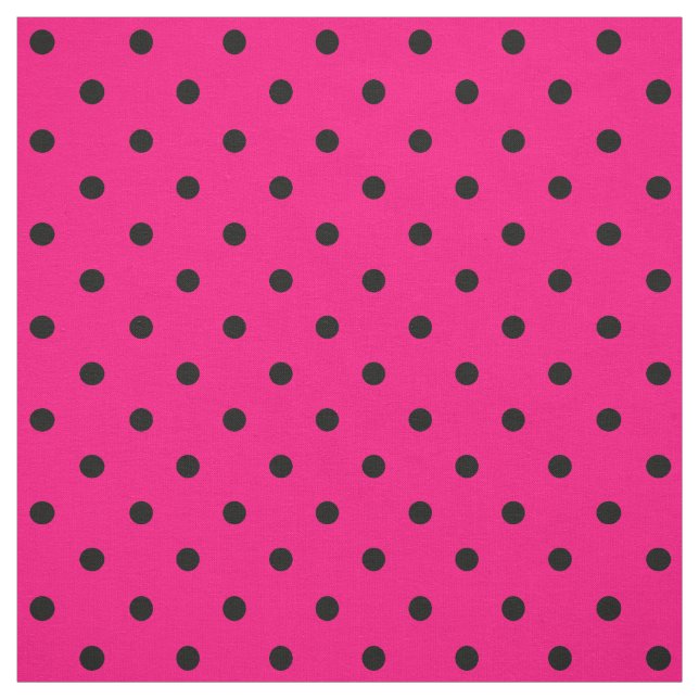 Pink/Black Polka Dots Fabric (Swatch)