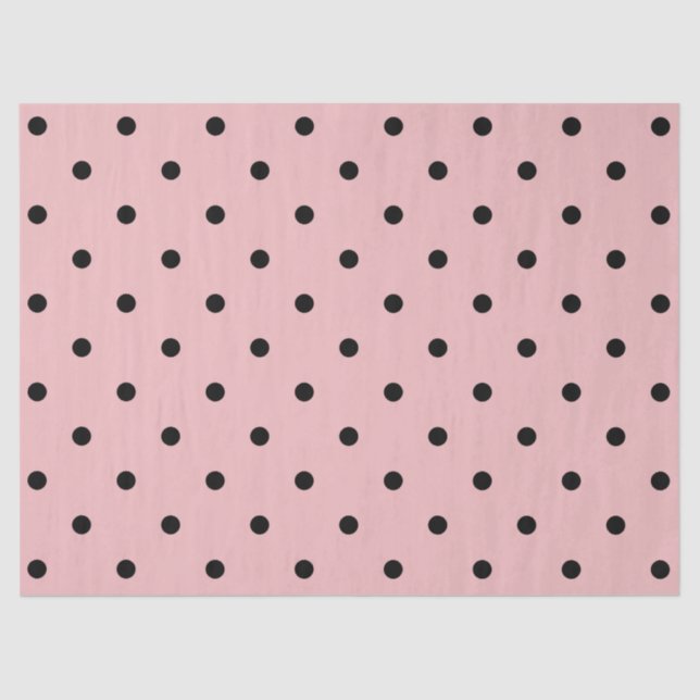 Pink & Black Polka Dots Tissue Paper (Front)