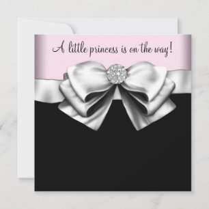 Pink Black Princess Baby Girl Shower Invitation