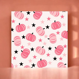 Pink & Black Pumpkin with Stars Halloween & Autumn Poster