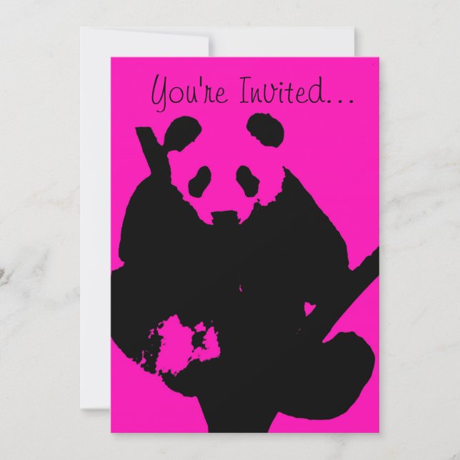 Pink black razberry panda fashion invitation (Front)