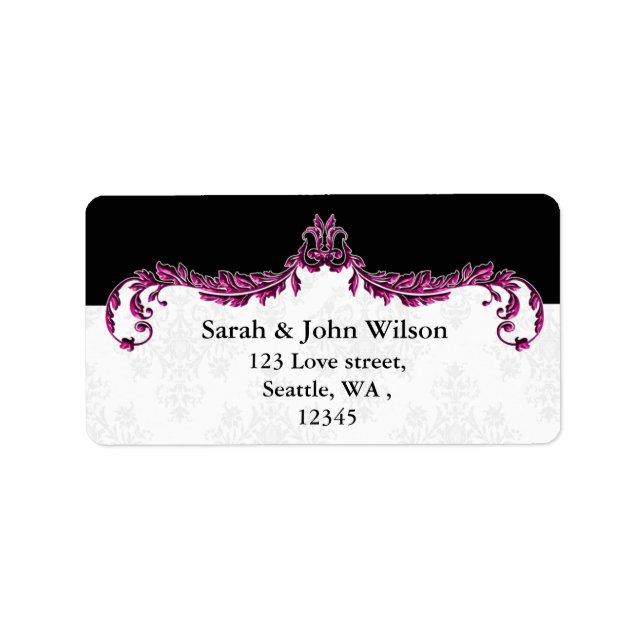 pink black return address label (Front)