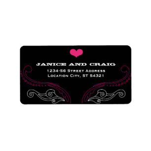 Pink & Black Rock 'n' Roll Music Themed Wedding Label
