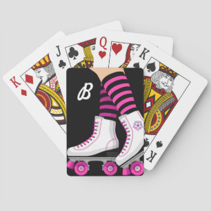Pink & Black Roller Skate Skating Birthday Party Playing Cards