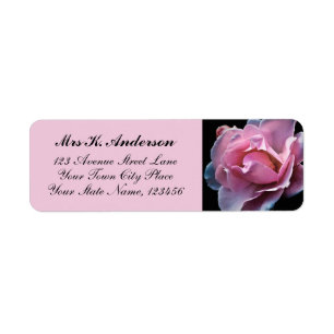 Pink Black Rose Photo Personalised Stationery Name Return Address Label