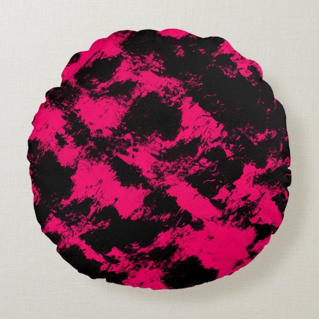 Pink Black Round Cushion (Front)