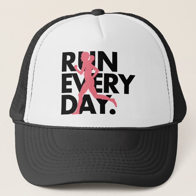 Pink/Black "Run Every Day" Trucker Hat (Front)