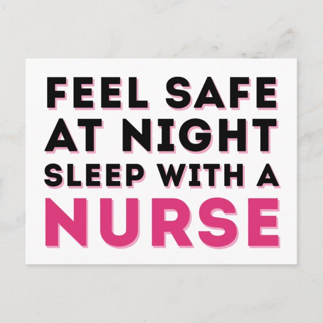 Pink Black Sassy Nurse Humour Postcard (Front)