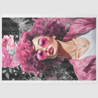 Pink & Black Shabby Glam SG2 Decoupage Paper