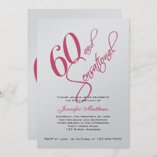 Pink Black Silver 60th Birthday Invitations