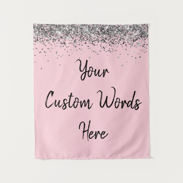 Pink Black Silver Birthday Party Photo Booth Prop  Tapestry (Front)
