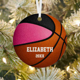 pink black sports girls commemorative basketball metal tree decoration