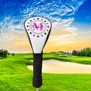 Pink Black Stars Monogram Golf Head Cover