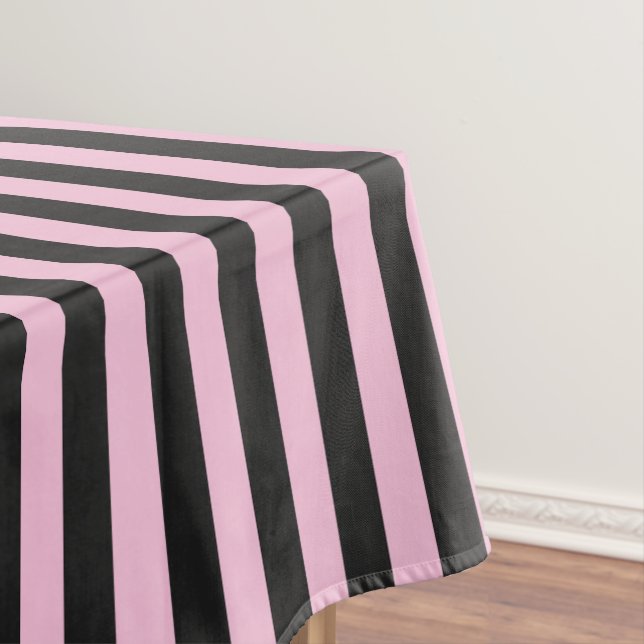 Pink black stripe pattern tablecloth (In Situ)