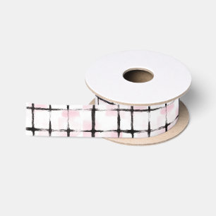 Pink Black Stripes Birthday Satin Ribbon