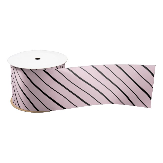 Pink & Black Stripes Gift Wrapping  Satin Ribbon (Spool)