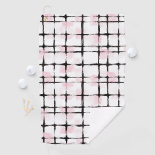 Pink Black Stripes Golf Towel