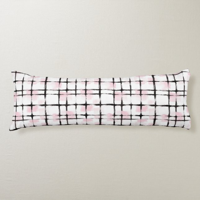 Pink Black Stripes Hearts Body Cushion (Front)