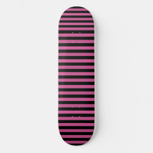 Pink Black Stripes Pattern Skateboard