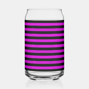 Pink Black Stripes Seamless Pattern Can Glass