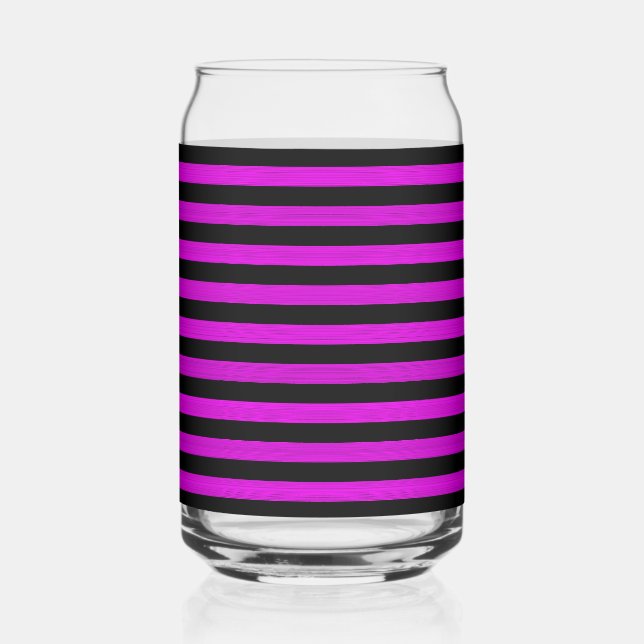Pink Black Stripes Seamless Pattern Can Glass (Front)
