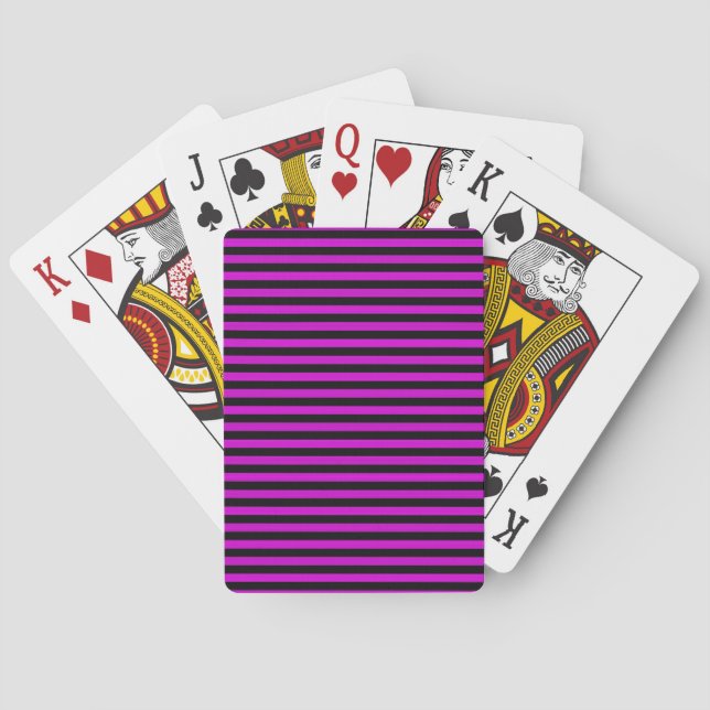 Pink Black Stripes Seamless Pattern Playing Cards (Back)