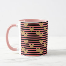 Pink & Black Stripes Valentine Mug