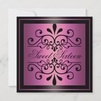 Pink & Black Sweet 16 Invitation