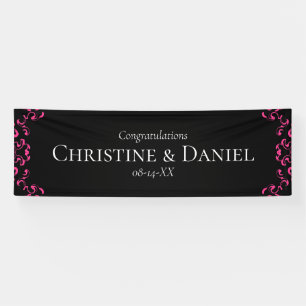 Pink Black Swirl Gothic Wedding Banner