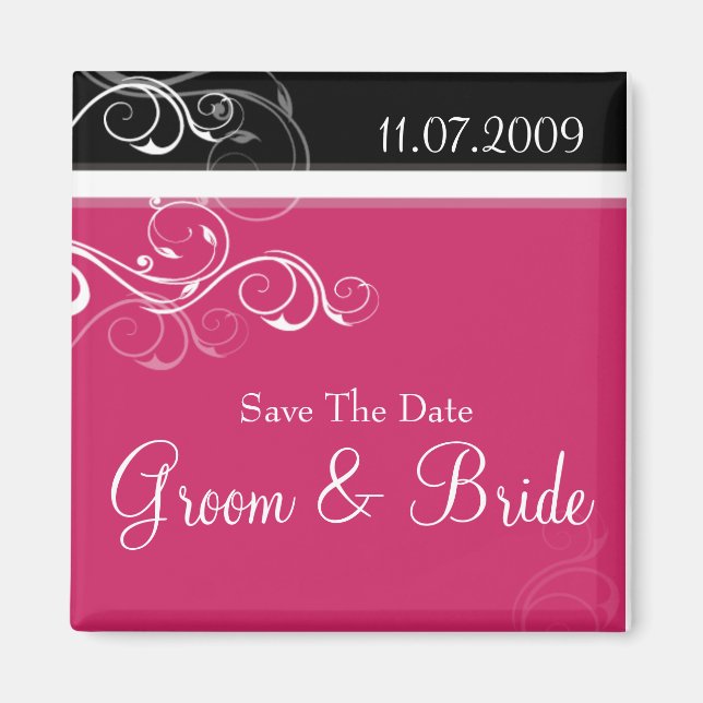 Pink & Black Swirls Magnet (Front)