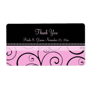 Pink Black Swirls Wedding Labels