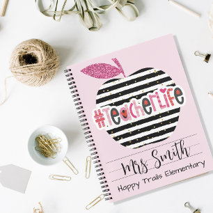 Pink & Black Teacher Life Spiral Notebook